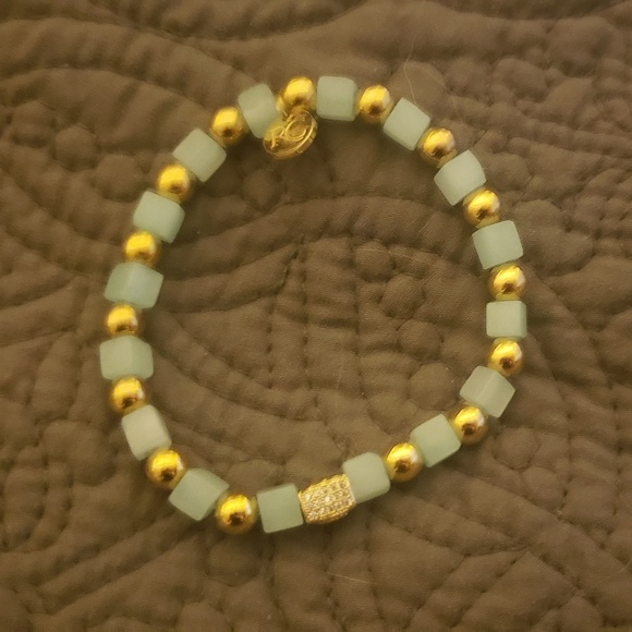 Rustic Cuff - Mint & Gold Stack - Picture 3 of 4